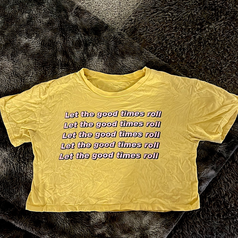 yellow good times roll crop top
